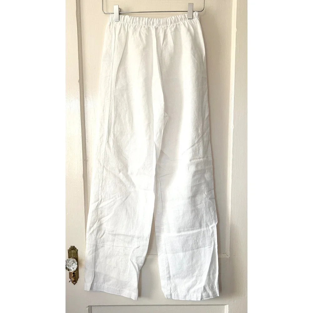 Reformation Olina 100% Linen Pull On Drawstring Pant White XS Coastal Old Money